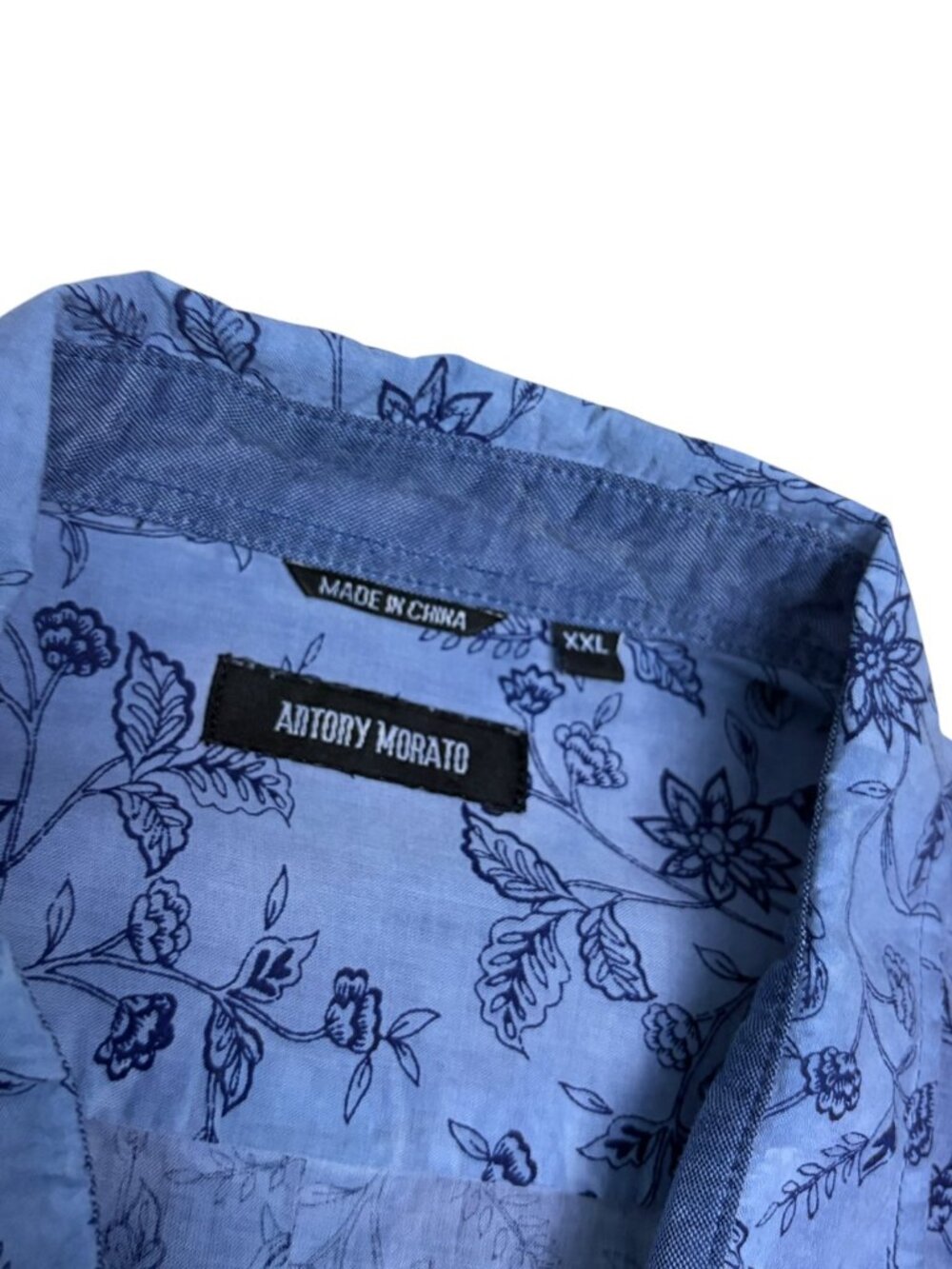ANTONY MORATO Shirt Luxury Designer Blue Long Sleeve Casual Floral Mens 2XL - Picture 3 of 7